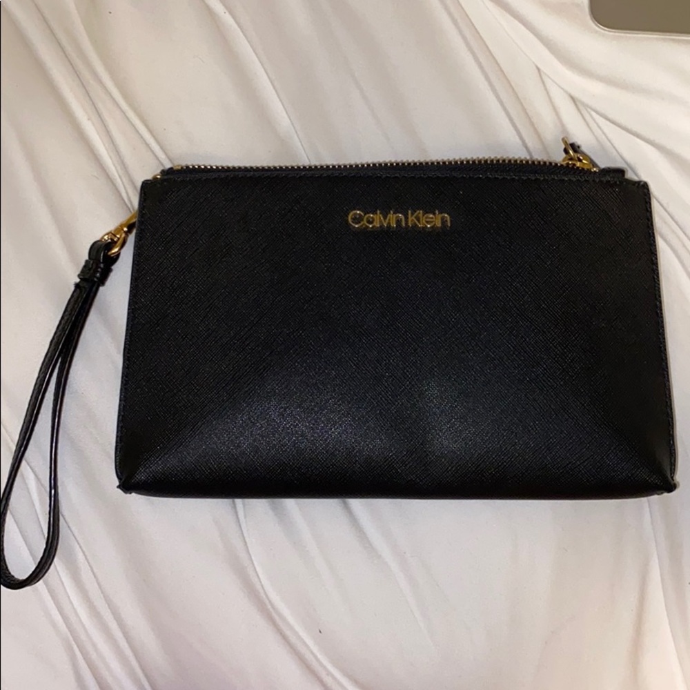 Calvin Klein black wristlet